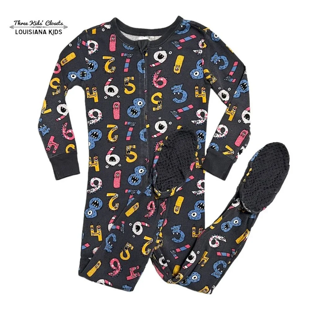 Old Navy 3T Animated Monster Numbers Footie Pajamas
